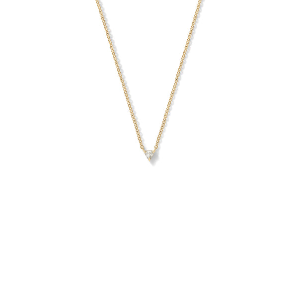 Tiny Trillion Pendant in 18K Yellow Gold with Inverted White Diamonds