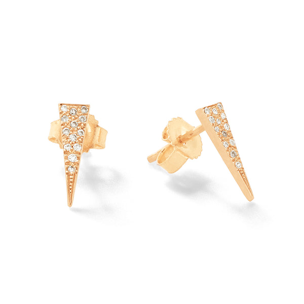 Pave Fringe Studs in 18K Rose Gold with Pale Champagne Diamonds