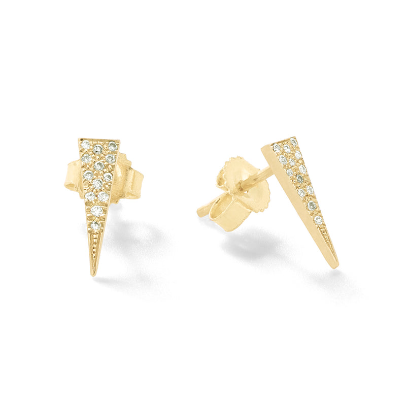 Pave Fringe Studs in 18K Yellow Gold with White Diamonds