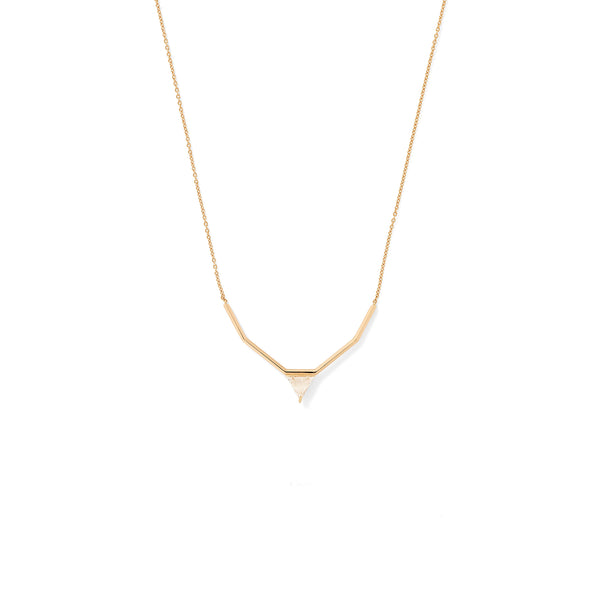Trillion Queen Necklace in 18K Rose Gold with Inverted  White Diamonds with Bevel Detail