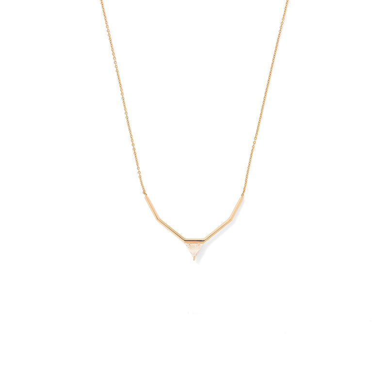 Trillion Queen Necklace in 18K Rose Gold with Inverted  White Diamonds with Bevel Detail