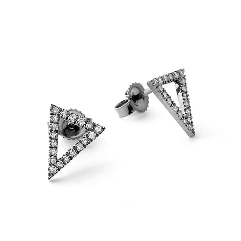 Apex Studs in 18K Blackened White Gold  with White Diamonds
