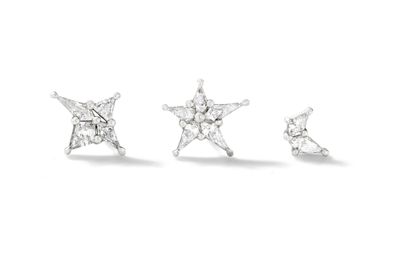 Nova II Fracture Stud in Platinum with Geometric White Diamonds