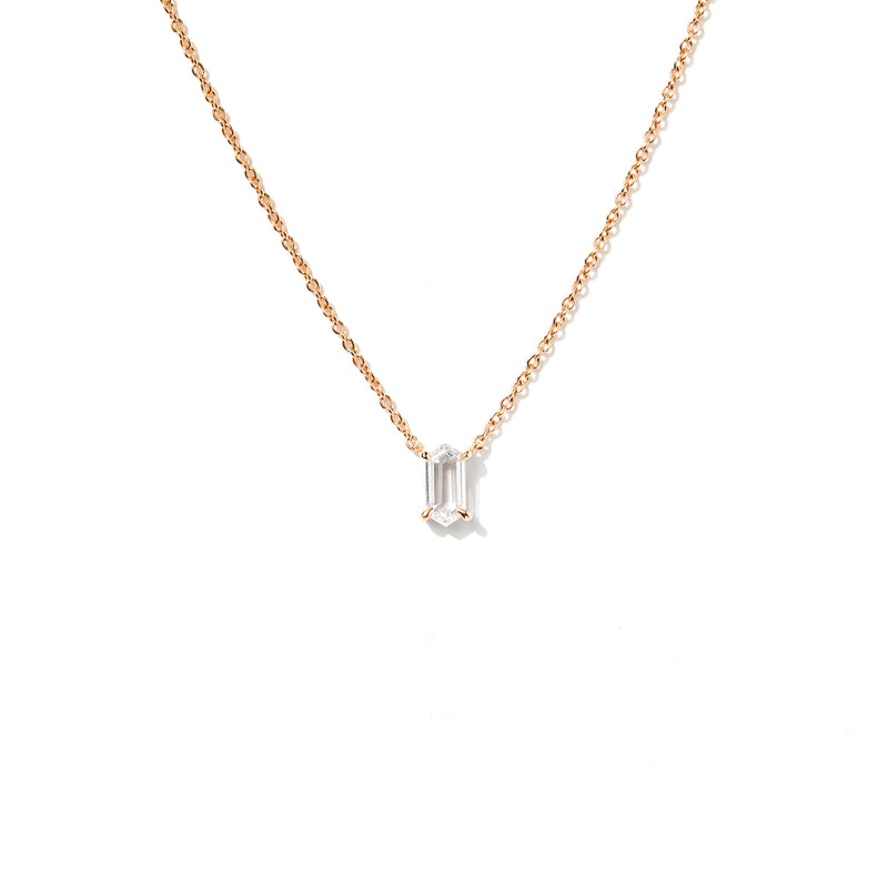 Offset Hero Pendant in 18K Rose Gold with Elongated Hexagon White Diamonds