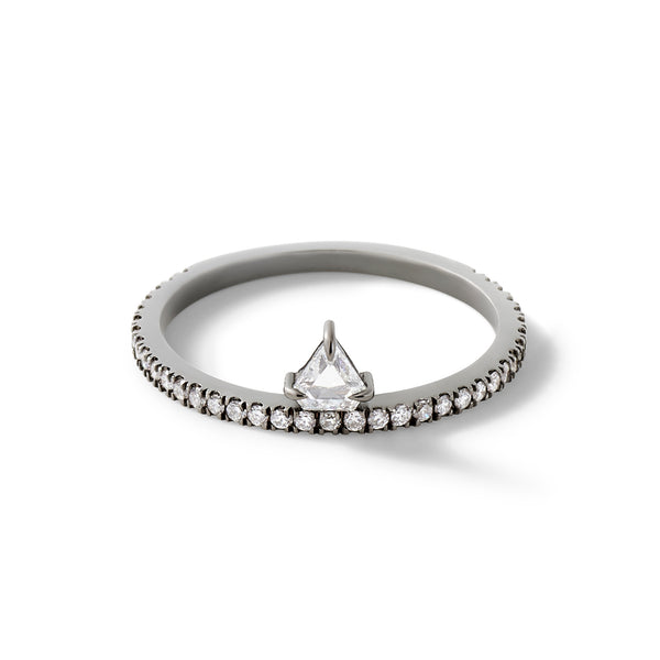 Offset Ring in 18K Blackened White Gold with White Diamonds