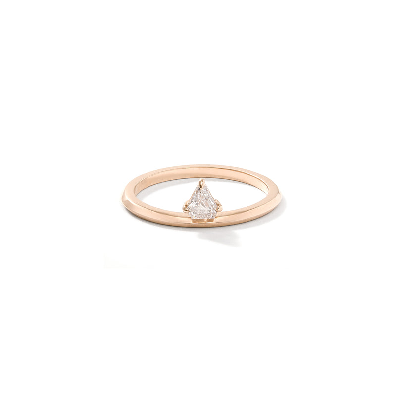Offset Ring in 18K Rose Gold with 0.27ct Shield Shaped Diamond