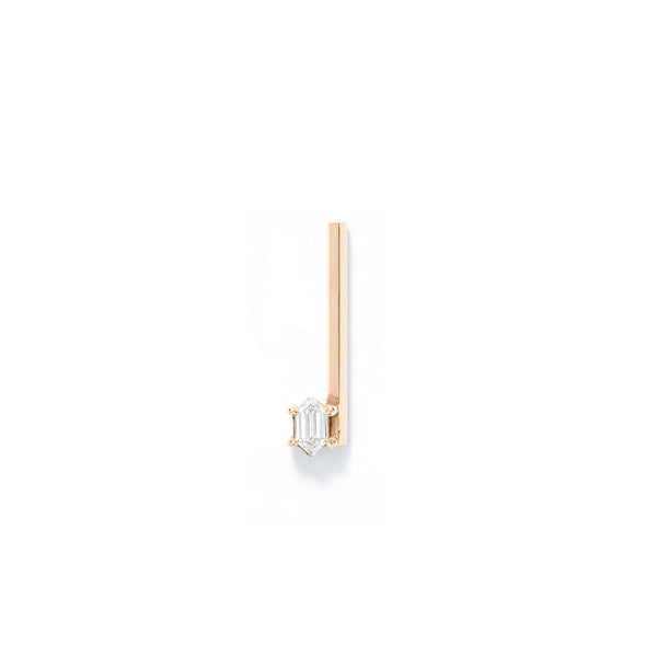 Offset Elongated Stud - 15mm Beveled 0.13ct Hexagon Diamond
