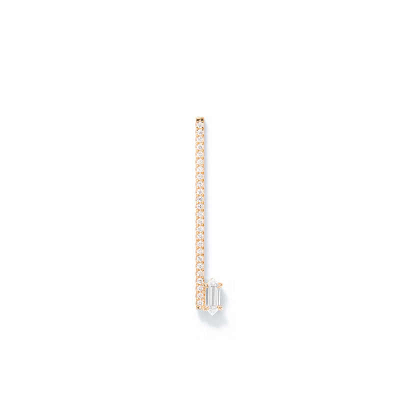 Offset Elongated Stud - 30mm in 18K Rose Gold with ELONGATED HERO White Diamond
