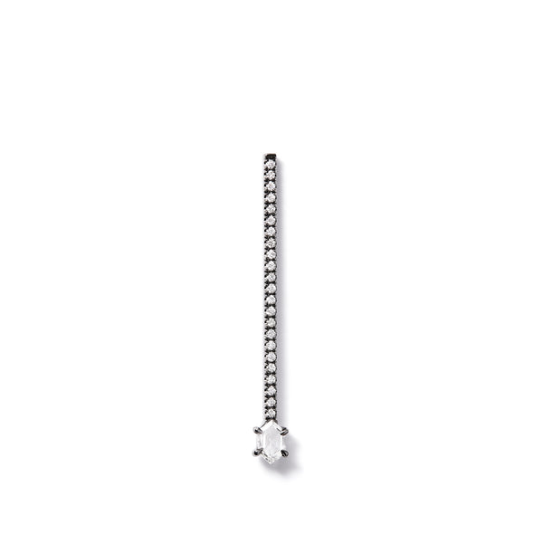 Offset Elongated Stud - 30mm in 18K Blackened White Gold with Elongated Hexagon White Diamonds