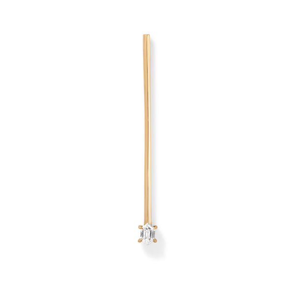 Offset Elongated Stud - Beveled with 0.18ct Hexagon Diamond