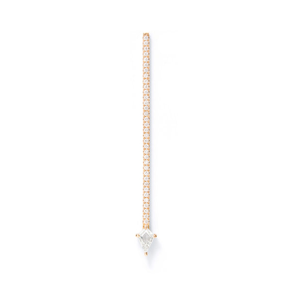 Offset Elongated Stud - 40mm in 18K Rose Gold with Ezzat White Diamond