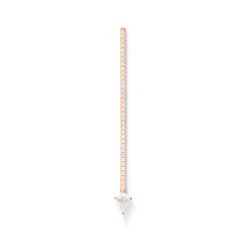 Offset Elongated Stud - 40mm in 18K Rose Gold with Ezzat White Diamond