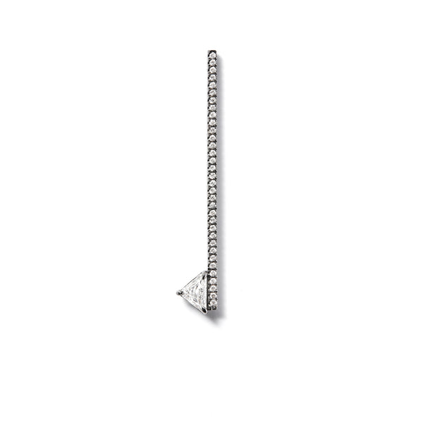 Offset Elongated Stud - 40mm in 18K Blackened White Gold with Trillion White Diamond