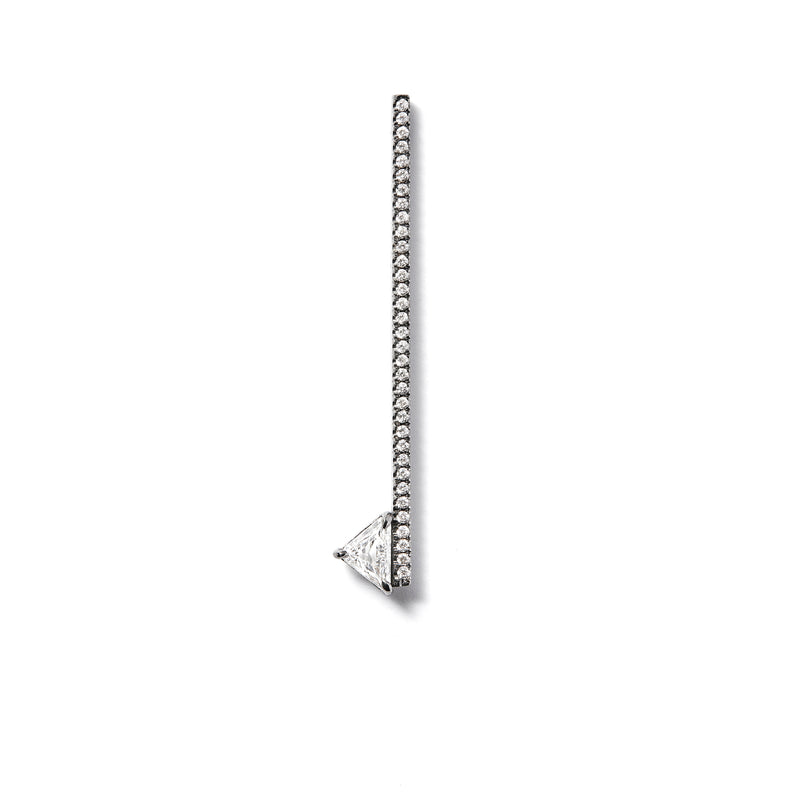 Offset Elongated Stud - 40mm in 18K Blackened White Gold with Trillion White Diamond