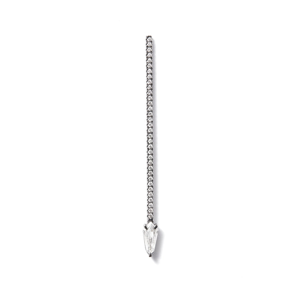Offset Elongated Stud - 40mm in 18K Blackened White Gold with Kite White Diamond