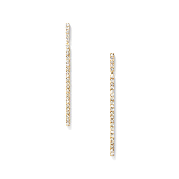 Line Earrings in 18K Yellow Gold with White Diamonds