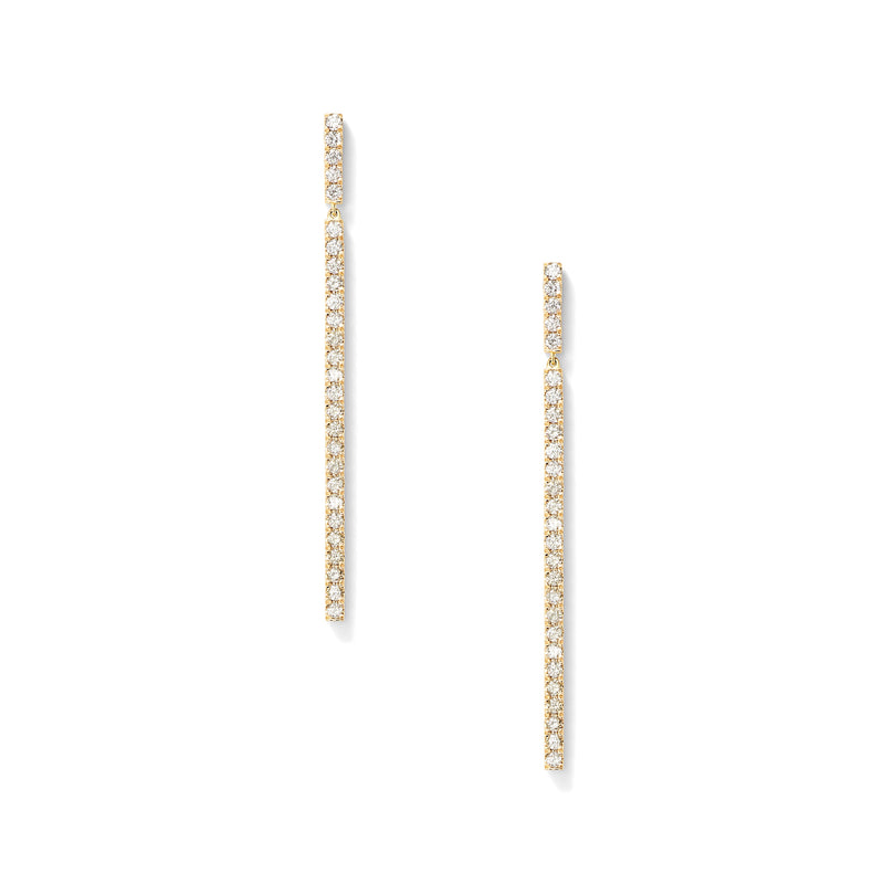 Line Earrings in 18K Yellow Gold with White Diamonds