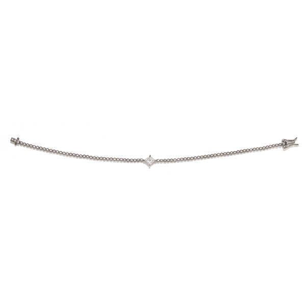 Offset Line Bracelet - Lozenge in 18K Blackened White Gold with White Diamonds