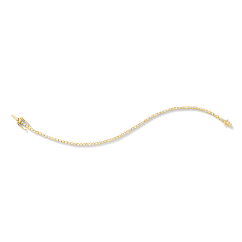 1mm Line Bracelet in 18K Yellow Gold with White Diamonds
