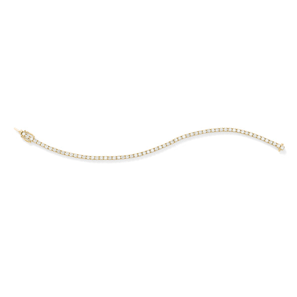 2mm Line Bracelet in 18K Yellow Gold with White Diamonds