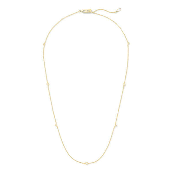 Jag Necklace - 16" in 18k Yellow Gold  with Pale Champagne Diamonds with Spike Detail