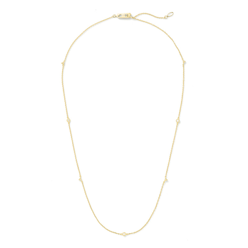 Jag Necklace - 16" in 18k Yellow Gold  with Pale Champagne Diamonds with Spike Detail