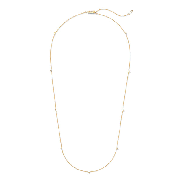 Jag Necklace - 20" in 18k Yellow Gold with Pale Champagne Diamonds with Spike Detail