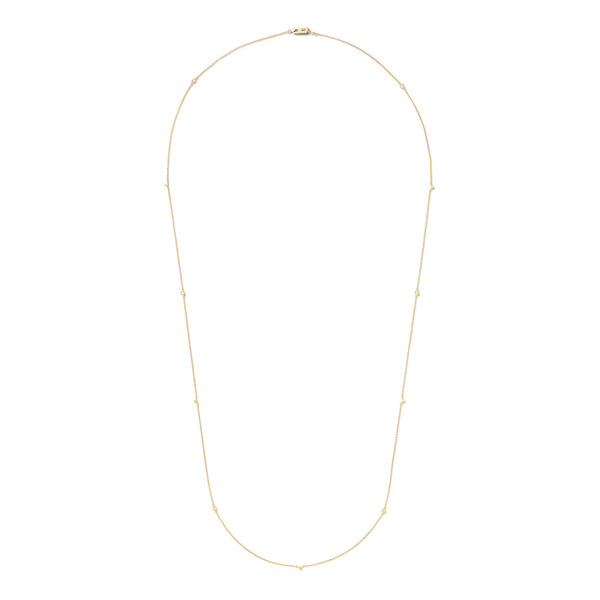 Jag Necklace - 32" in 18k Yellow Gold with Pale Champagne Diamonds with Spike Detail