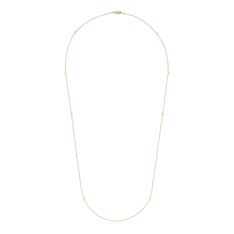 Jag Necklace - 32" in 18k Yellow Gold with Pale Champagne Diamonds with Spike Detail