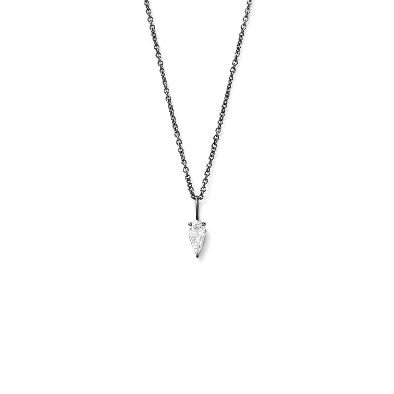 Mini Pear Charm - Blackened White Gold with 0.33ct Pear