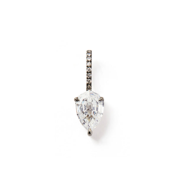 Faceted Pear Charm in 18K Blackened White Gold with Faceted Pear White Diamonds