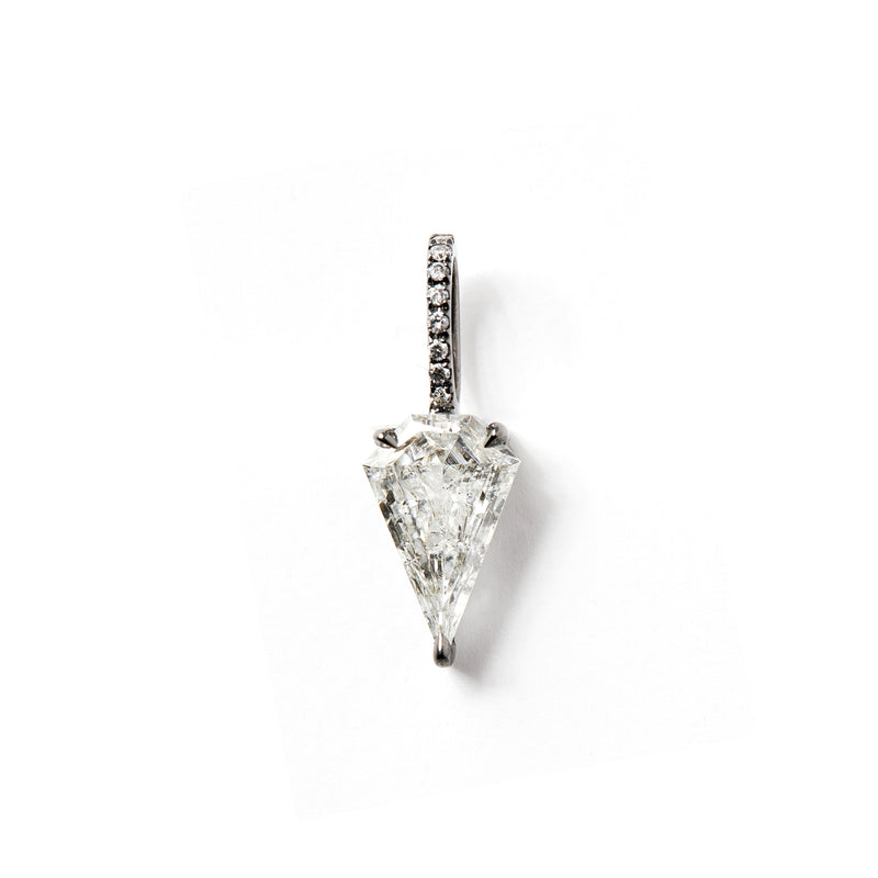 Large Shield Charm in 18K Blackened White Gold with Shield Shaped White Diamonds