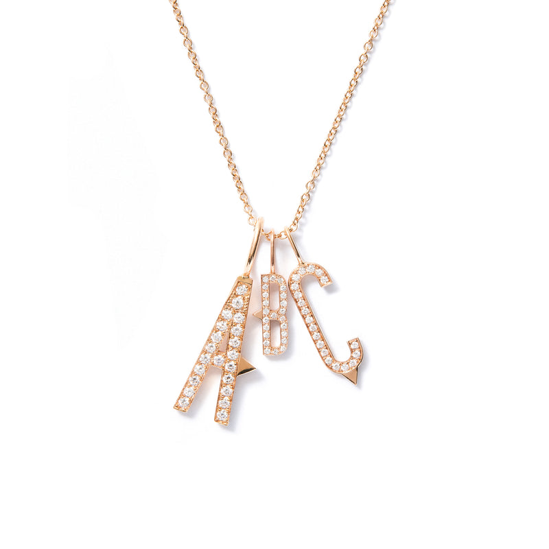 Mini Diamond Initial in 18K Rose Gold with White Diamonds