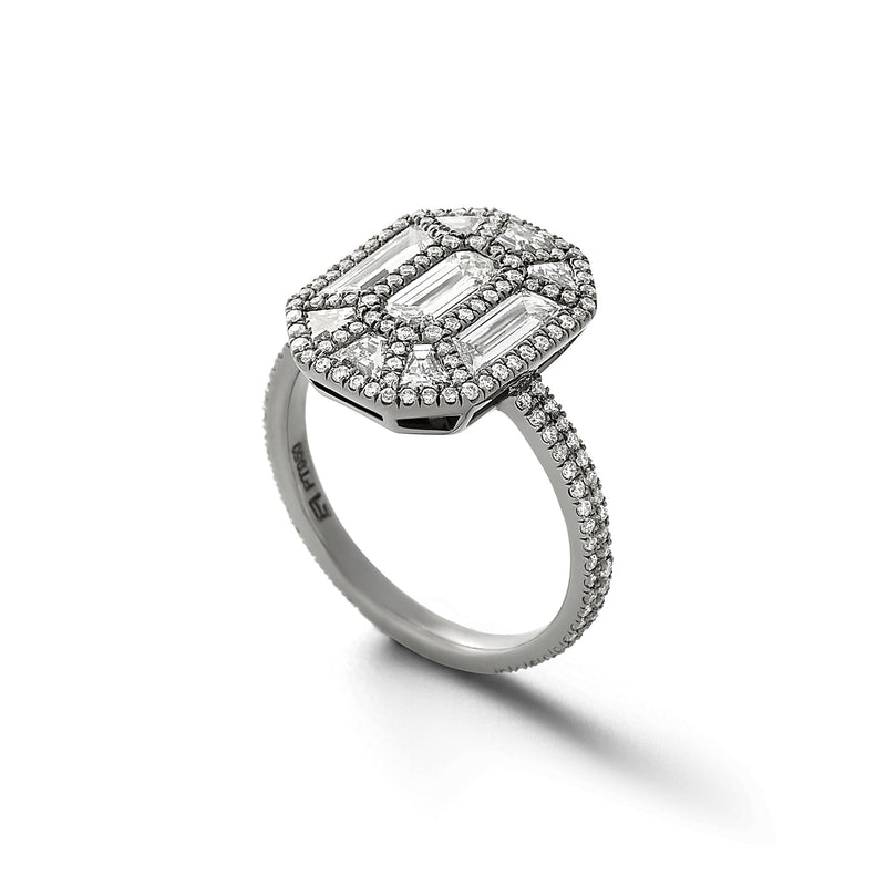 The Exploding Emerald in Blackened Platinum  with White Diamonds