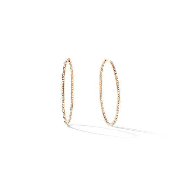 Large Eternity Hoops in 18K Rose Gold with Pale Champagne Diamonds