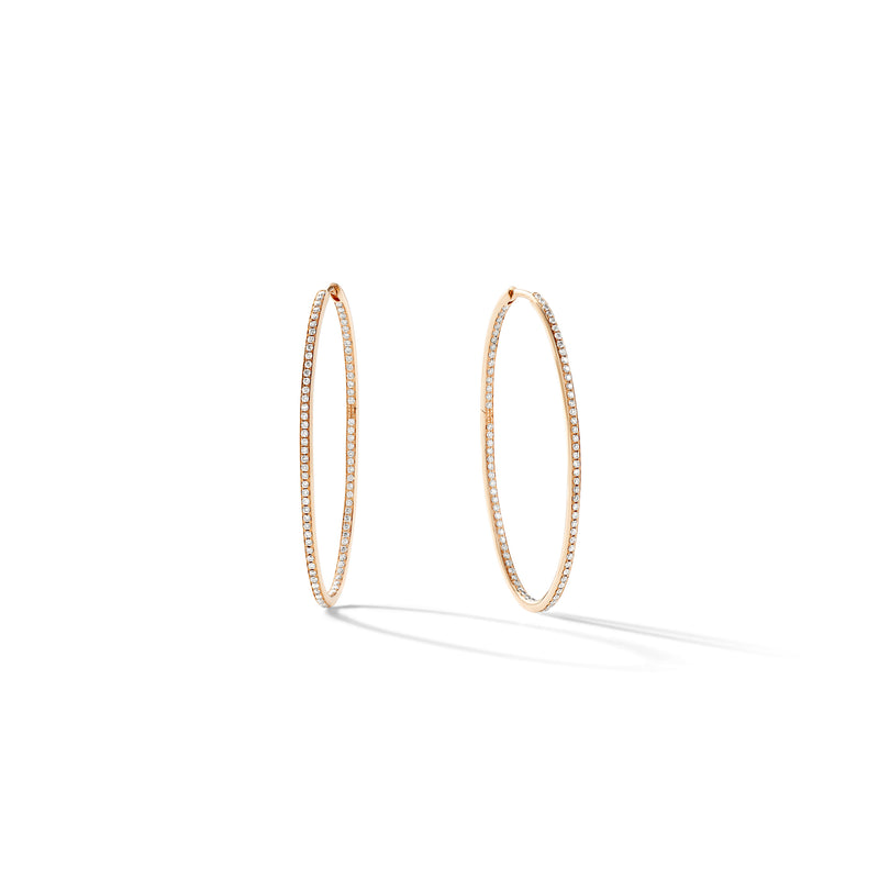 Large Eternity Hoops in 18K Rose Gold with Pale Champagne Diamonds