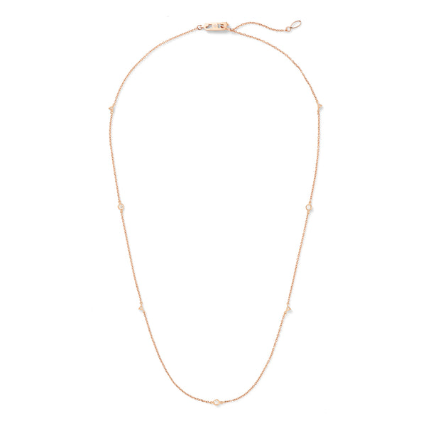 Jag Necklace - 16" in 18k Rose Gold  with Pale Champagne Diamonds with Spike Detail