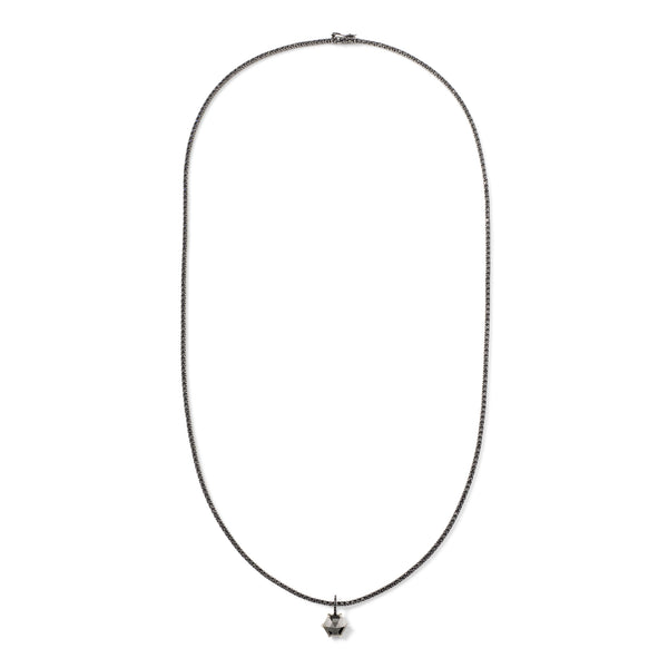 Line Necklace in 18K Blackened White Gold with Black Diamonds