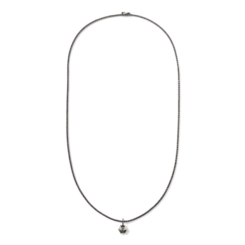 Line Necklace in 18K Blackened White Gold with Black Diamonds