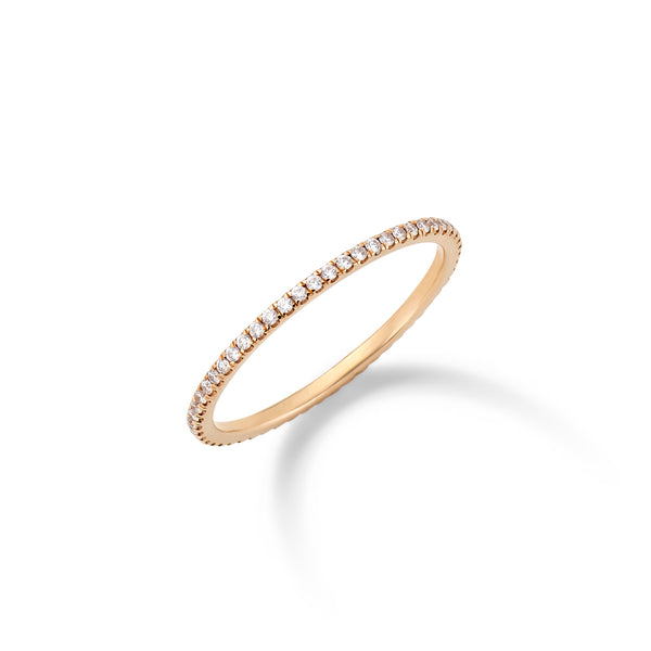 1mm Diamond Band in 18K Rose Gold with White Diamonds