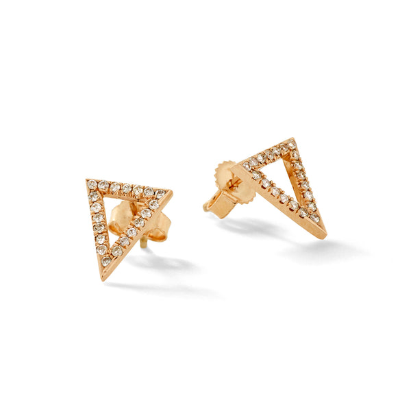 Apex Studs in 18K Rose Gold with Pale Champagne Diamonds