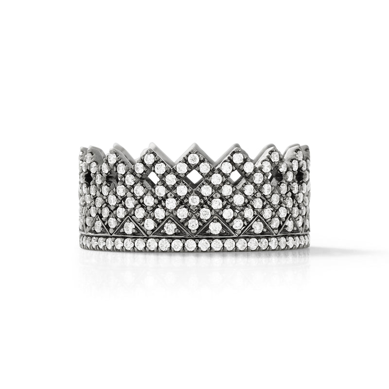 Rex Ring in 18K Blackened White Gold with White Diamonds