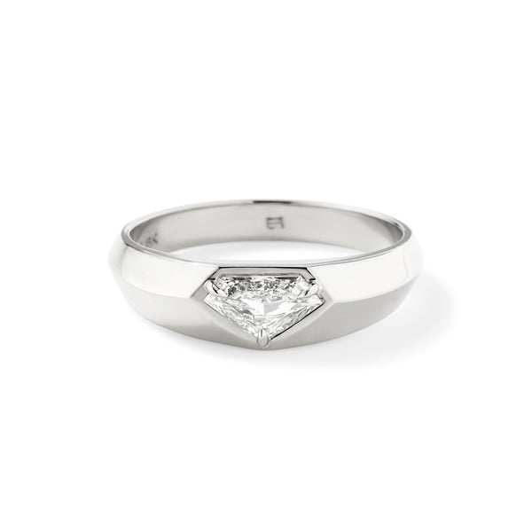 Kent Signet in 18K Palladium White Gold with Shield White Diamonds