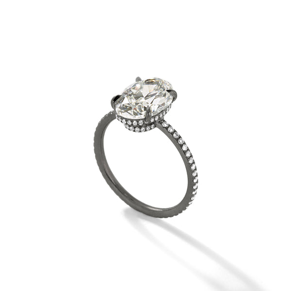 The Oval Muse in Blackened Platinum  with White Diamonds