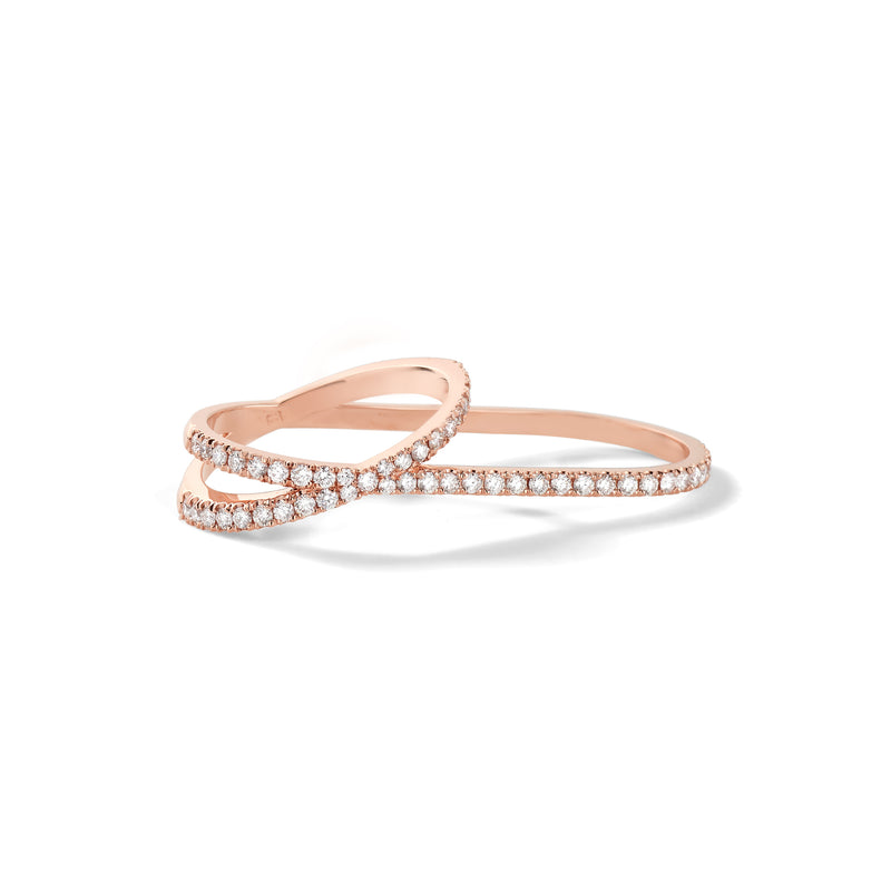 Double Finger Orbit Ring in 18K Rose Gold with White Diamonds