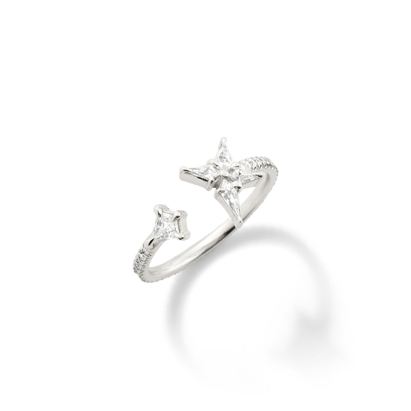 Nova Fracture Ring in Platinum with Geometric White Diamonds