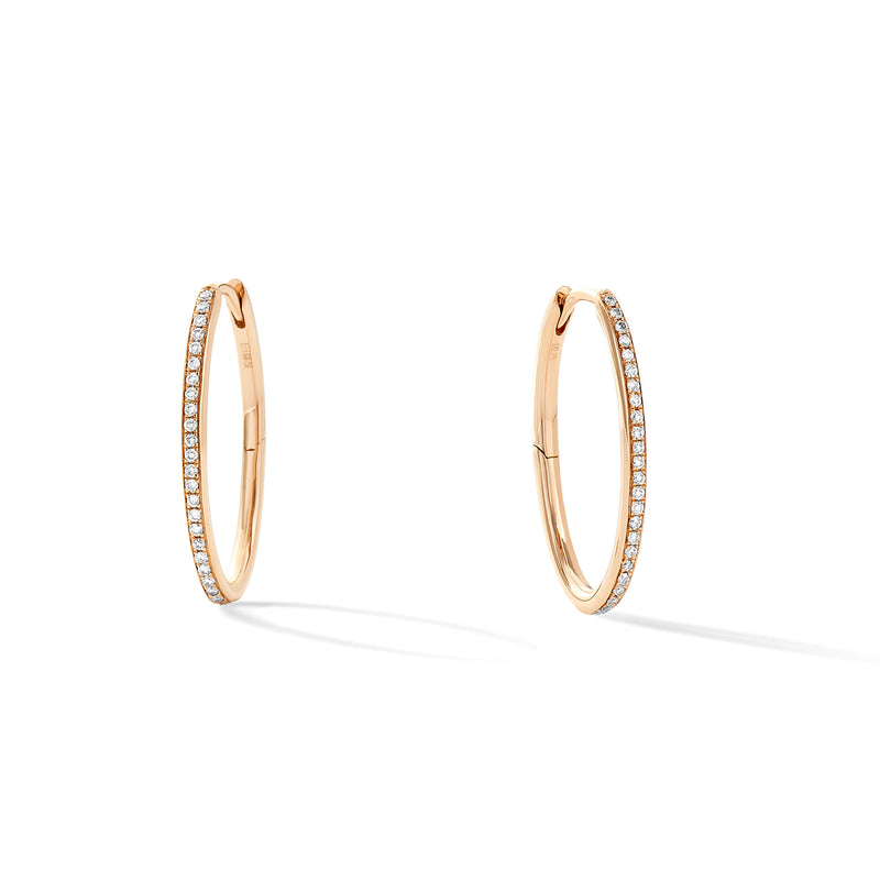 Small Eternity Hoops in 18K Rose Gold with Pale Champagne Diamonds