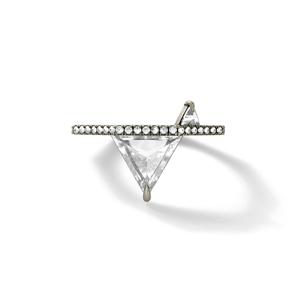 Trillion Queen Ring in 18K Blackened White Gold  with Inverted  White Diamonds