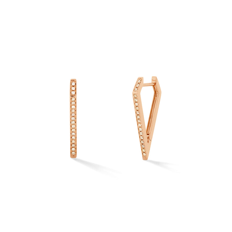 Dagger Hoops in 18K Rose Gold with Pale Champagne Diamonds