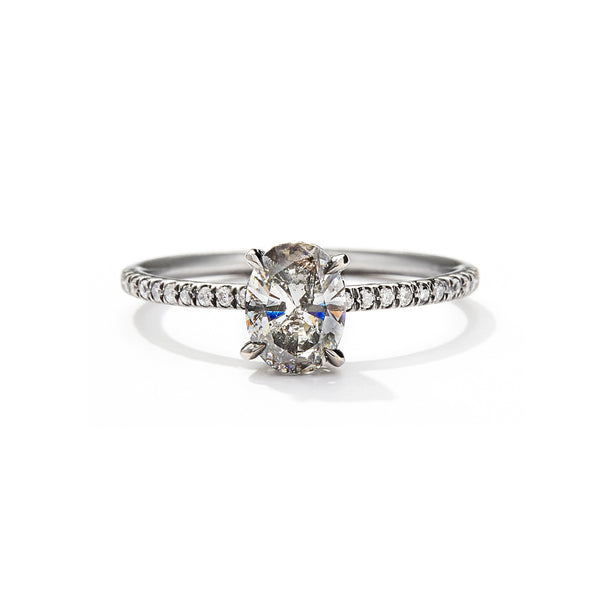 The Grey Oval Muse in 18K Blackened White Gold with Grey Diamonds